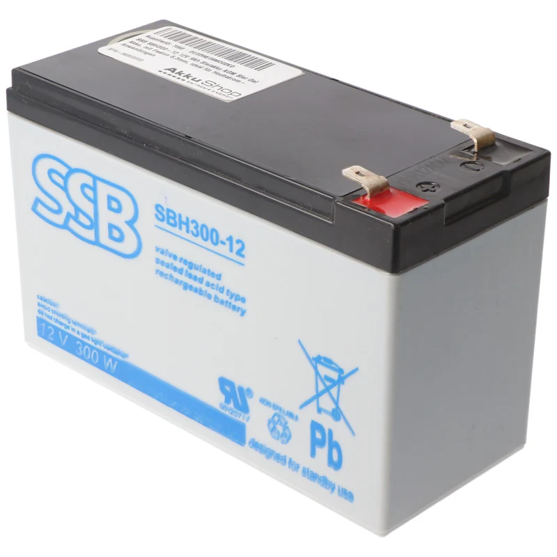 SSB SBH300-12 12V 9Ah Bleiakku AGM Blei Gel Akku, mit Faston 6,3mm, ideal für Hochstrom-Anwendungen