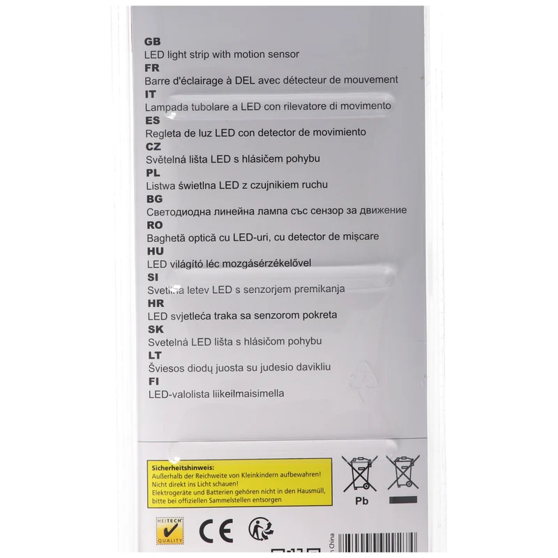 Heitech LED-Lichtleiste mit Bewegungsmelder, batteriebetriebene Lichtleiste, kabellos, inklusive 3x Mignon AA Batterien