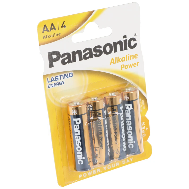 Panasonic Batterie Alkaline, Mignon, AA, LR06, 1.5V Alkaline Power, Retail Blister (4-Pack)