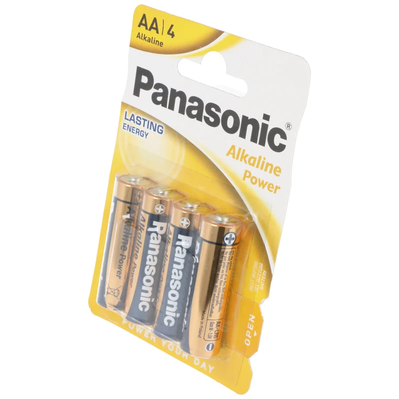 Panasonic Batterie Alkaline, Mignon, AA, LR06, 1.5V Alkaline Power, Retail Blister (4-Pack)