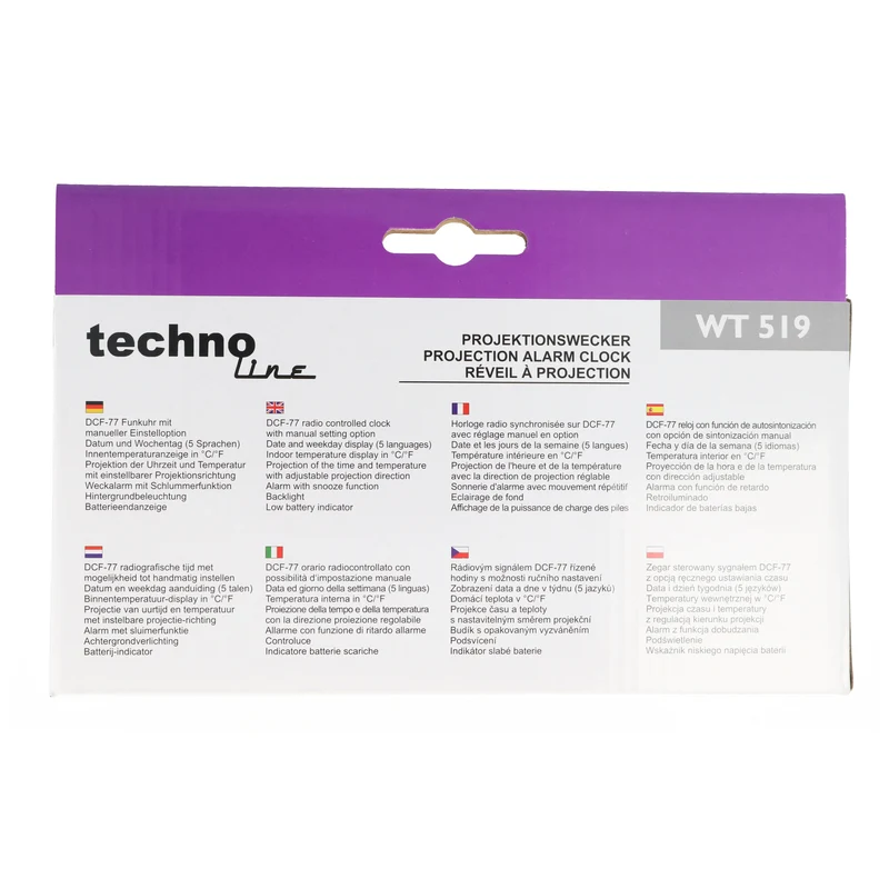Technoline WT 519 Funk- und Projektionswecker mit Temperaturanzeige inklusive Netzteil