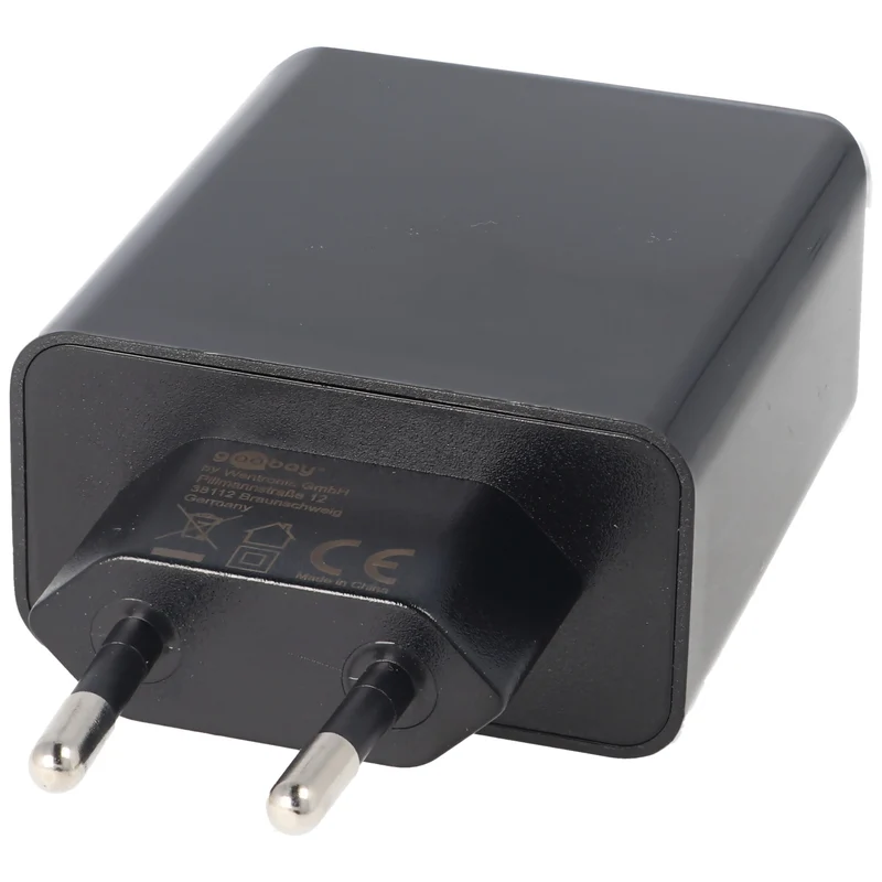 Goobay Dual-USB Schnellladegerät USB QC3.0 28W schwarz, lädt bis zu 4x schneller als Standardladegeräte