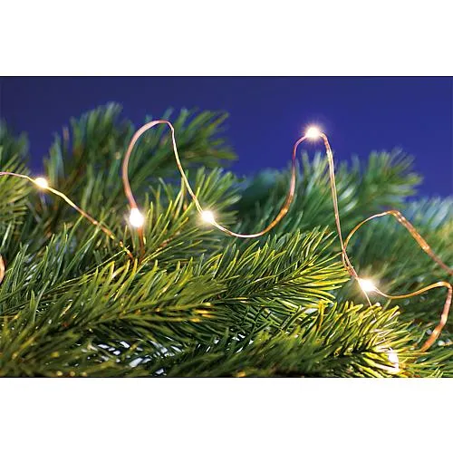 EGB Micro LED-Lichterkette 20 fl. warmweiß, Timer kupferfarbener Draht, batteriebetrieben 3xAA