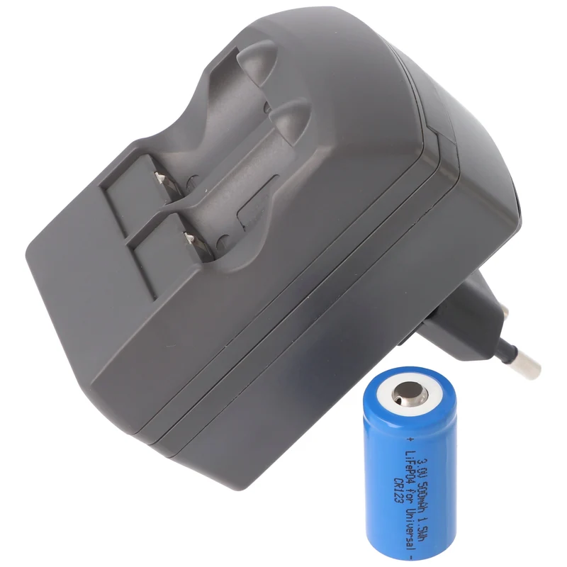 AccuCell Ladegerät für 3,0 Volt Akku, Charger für CR2, CR123 Batterien, ohne Batterien