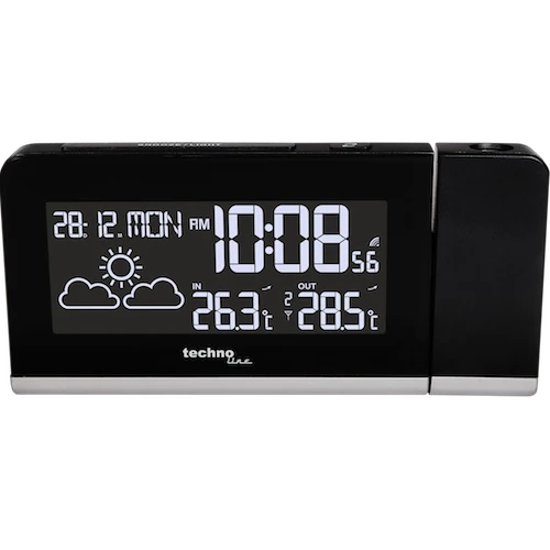 Technoline WT 539 - Funkwecker mit farbigen Display und Datums- und Wochentagsanzeige, Innen- und Außentemperaturanzeige