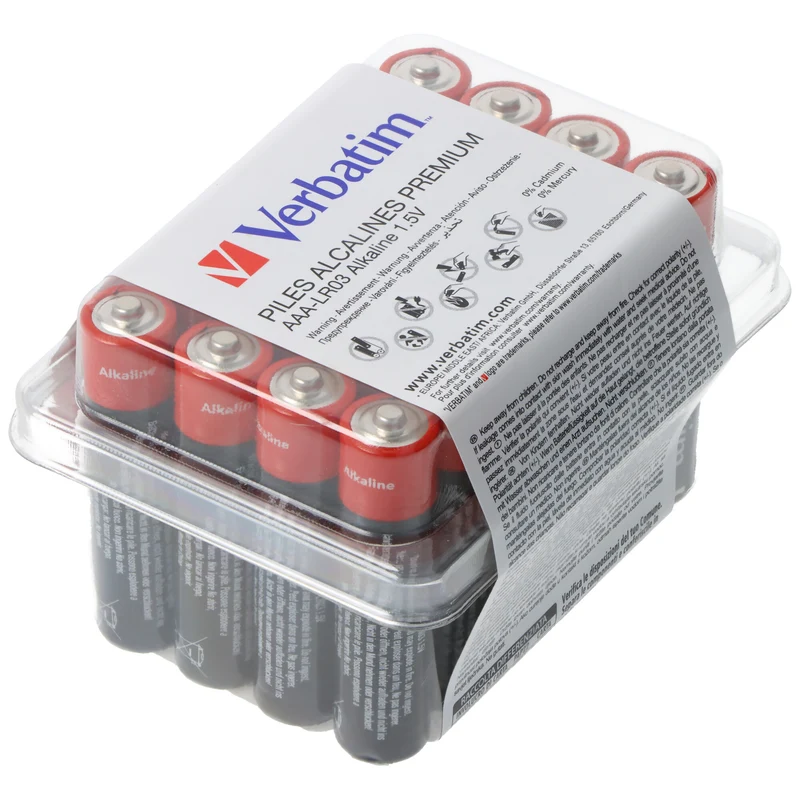 Verbatim Batterie Alkaline, Micro, AAA, LR03, 1.5V Premium, Retail Box (24-Pack)