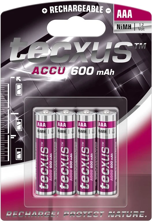 Tecxus AAA (Micro)/HR03 - 600 mAh - Nickel-Metallhydrid Akku (NiMH), 1,2 V