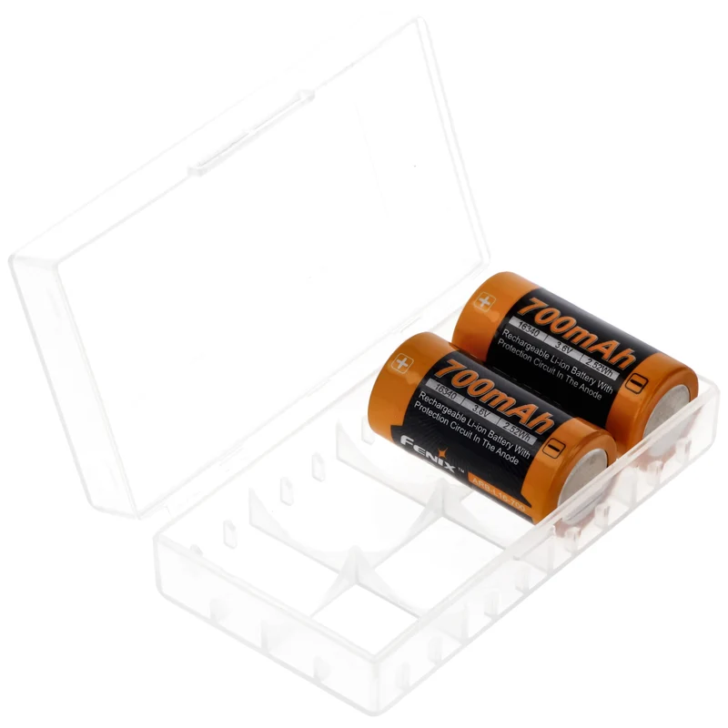 AccuCell Universal 4er Akkuschutzbox für CR123A Akku, CR 16340 oder 2 CR 18650 Akku, Batterien