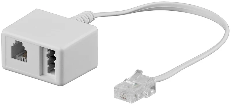 Goobay TAE Telefon Adapter Stecker - RJ45-Stecker (8P8C) > TAE-N-Buchse + RJ11/RJ14-Buchse (6P4C)