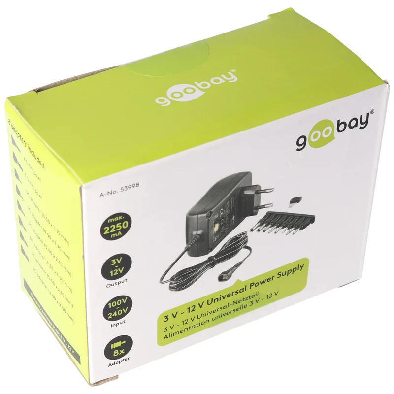 Goobay Universal Stabilisiertes Schaltnetzteil Eco-Friendly mit 2250mA