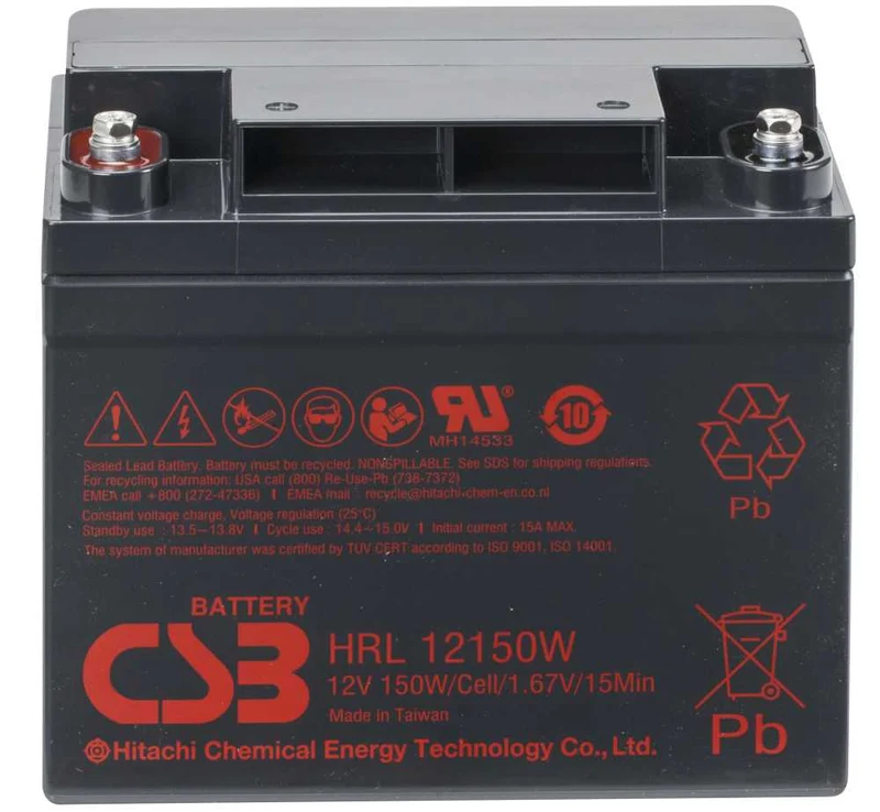 CSB HRL 12150W 12V 37,5AH Blei-Akku (AGM) Abmessungen (LxBxH): 195,6 x 130 x 172 mm