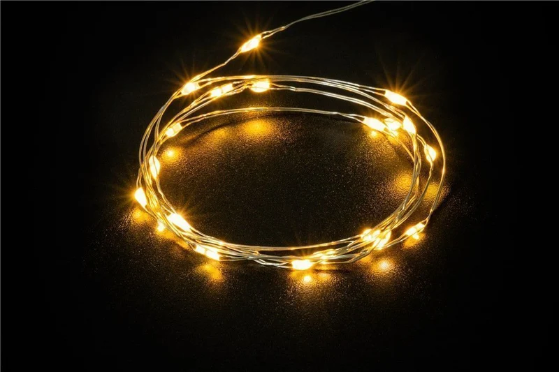 Goobay 2 x 20er LED-Silberdraht-Lichterkette, inkl. Timer - Stimmungsvolle Leuchtdekoration für den Innenbereich