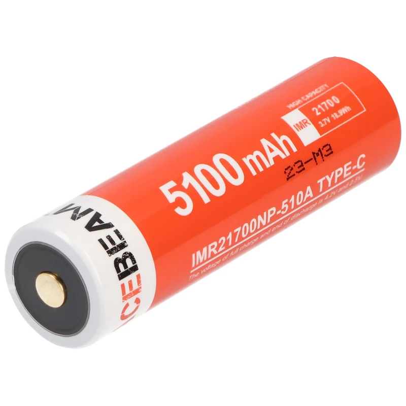 AceBeam 21700 Li-ion Akku mit starken 5000mAh USB-C max. Entladestrom 15A, 77,8 x 21,37mm