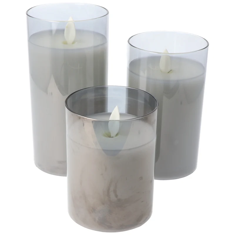 Goobay 3er-Set LED-Echtwachs-Kerzen im Glas - Wunderschöne und sichere Lichtlösung für viele Bereiche wie Haus und Loggia, Büros oder Schulen