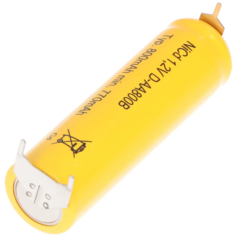 AccuCell Flat Top NiCd Akku 1,2V 780mAh / AA Lötfahne 3-er Print + / -- passend für Notstromanwendungen