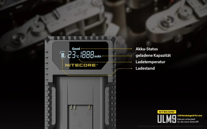 Nitecore ULM9 USB-Ladegerät für Leica Cameras