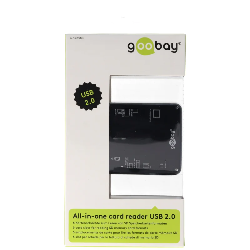 Goobay Cardreader All in 1 externes Kartenlesegerät USB 2.0 Hi-Speed 6 Kartenschächte