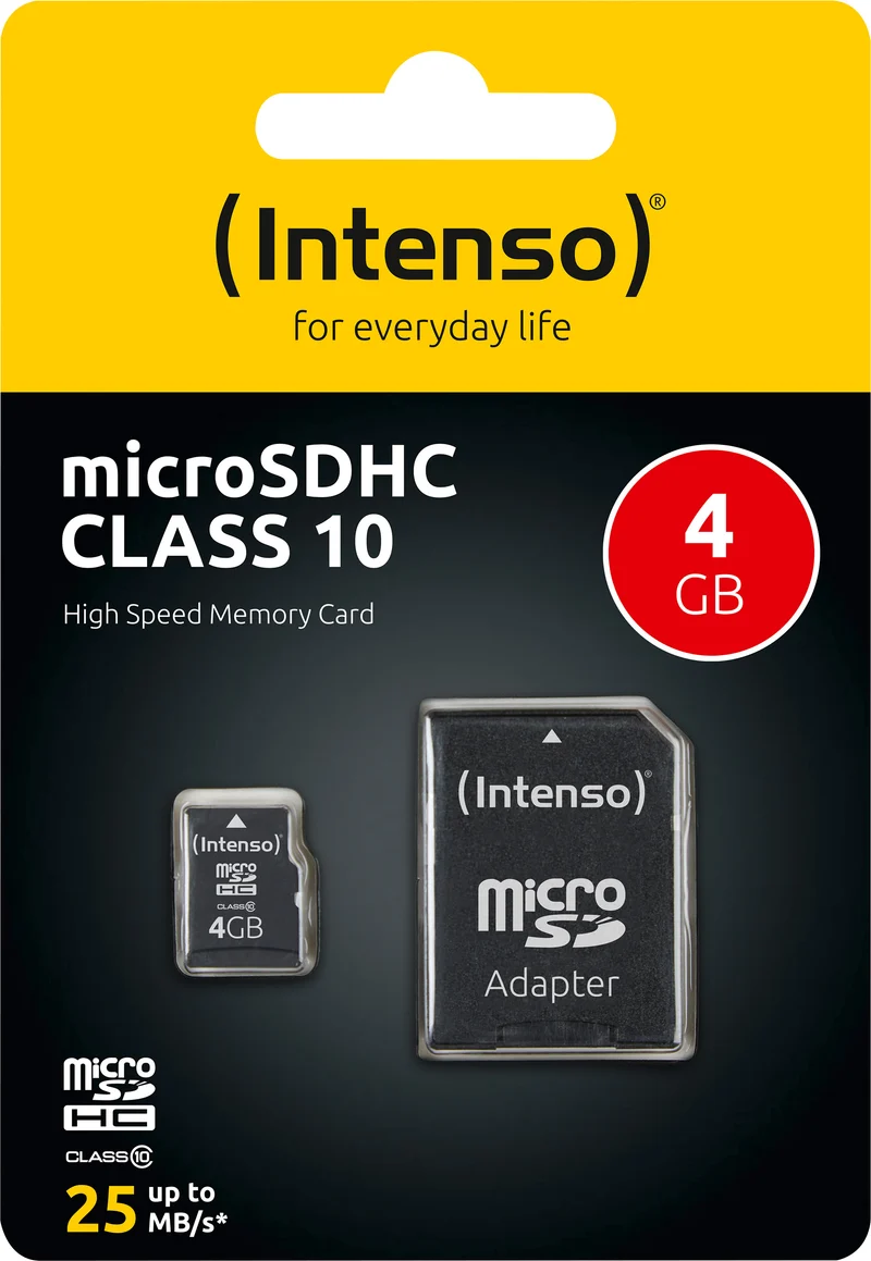 Intenso microSDHC Card 32GB Class 10 25MB/s, (W) 10MB/s SD-Adapter