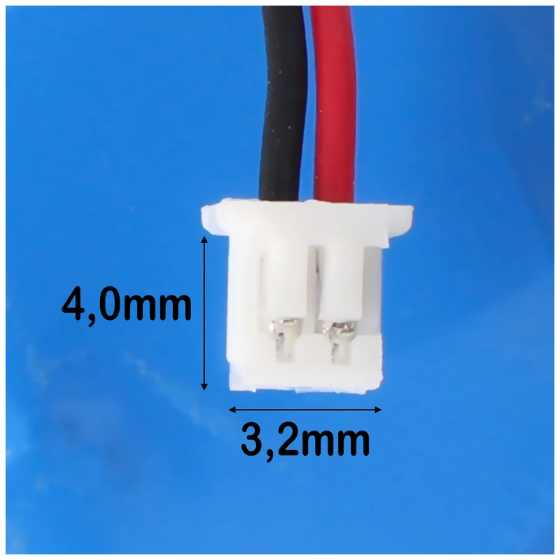AccuCell CMOS Batterie CR2032 mit Stecker, Backup Lithium Batterie, Stecker ca. 3,2x4mm, Kabellänge 7 cm