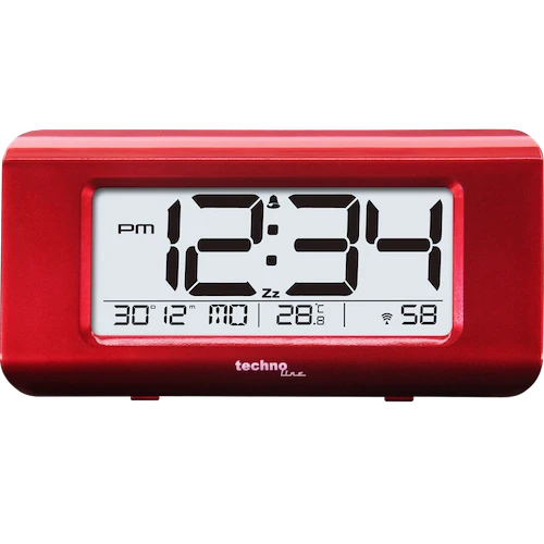 Technoline WT 197 - Funkwecker mit digitaler 12/24 h Zeitanzeige und beleuchtetem Display, Weckalarm mit Schlummerfunktion