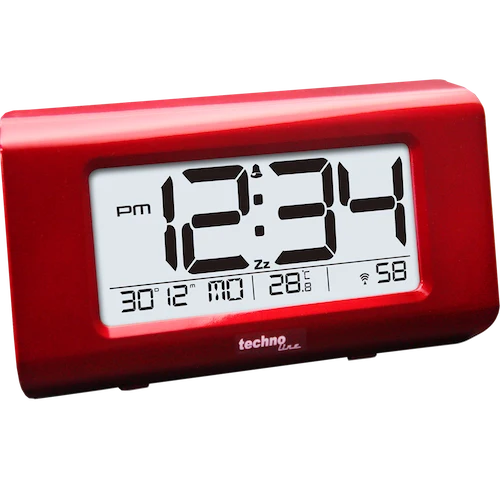 Technoline WT 197 - Funkwecker mit digitaler 12/24 h Zeitanzeige und beleuchtetem Display, Weckalarm mit Schlummerfunktion