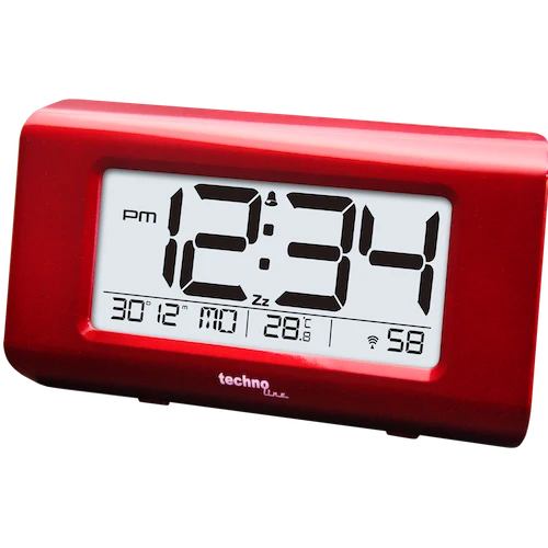 Technoline WT 197 - Funkwecker mit digitaler 12/24 h Zeitanzeige und beleuchtetem Display, Weckalarm mit Schlummerfunktion
