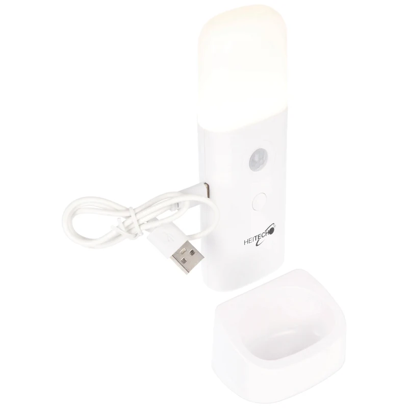 Heitech LED Orientierungsleuchte und Taschenlampe, 2-in-1 Funktion, aufladbare LED-Leuchte, mit Bewegungsmelder, aufladbar über USB-C Anschluss