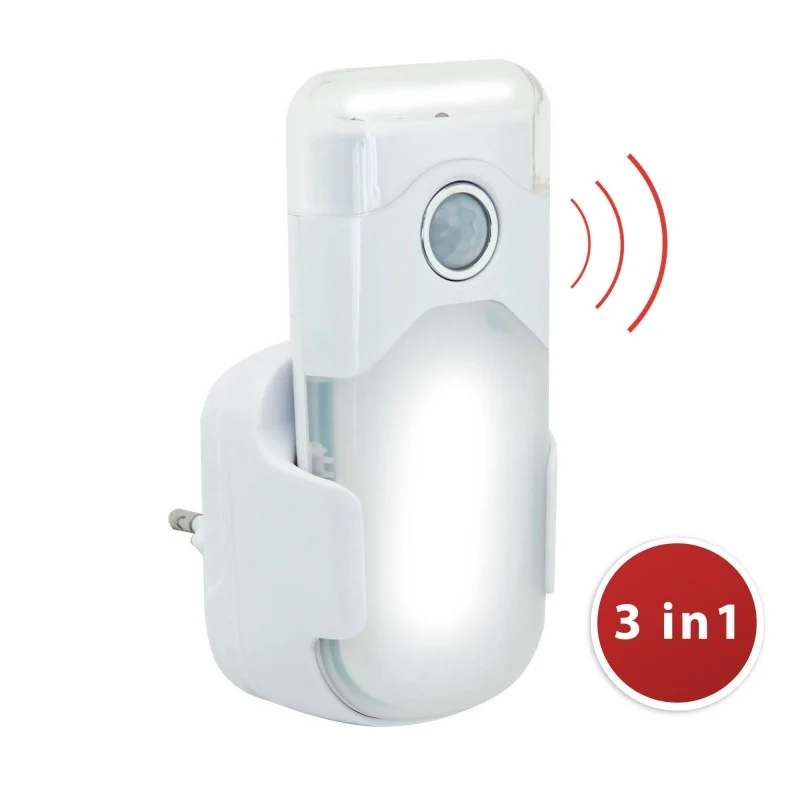 Velamp LED Nachtlicht mit automatischer Notbeleuchtung, Anti-Blackout, praktische Taschenlampenfunktion, mit Bewegungsmelder und PIR-Sensor, horizontale Buchse