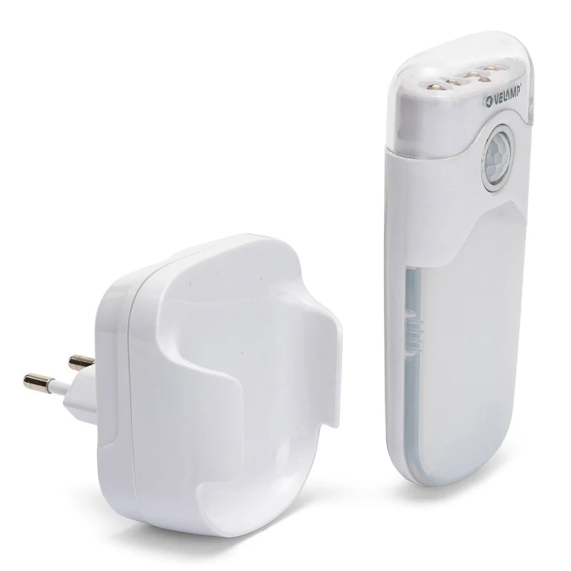 Velamp LED Nachtlicht mit automatischer Notbeleuchtung, Anti-Blackout, praktische Taschenlampenfunktion, mit Bewegungsmelder und PIR-Sensor, horizontale Buchse