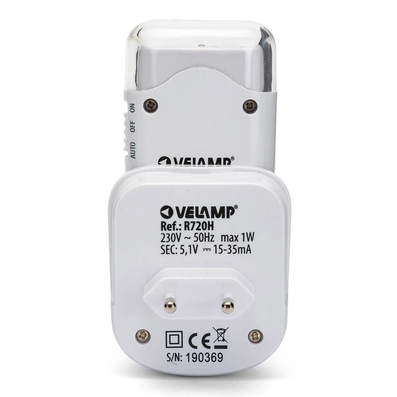 Velamp LED Nachtlicht mit automatischer Notbeleuchtung, Anti-Blackout, praktische Taschenlampenfunktion, mit Bewegungsmelder und PIR-Sensor, horizontale Buchse