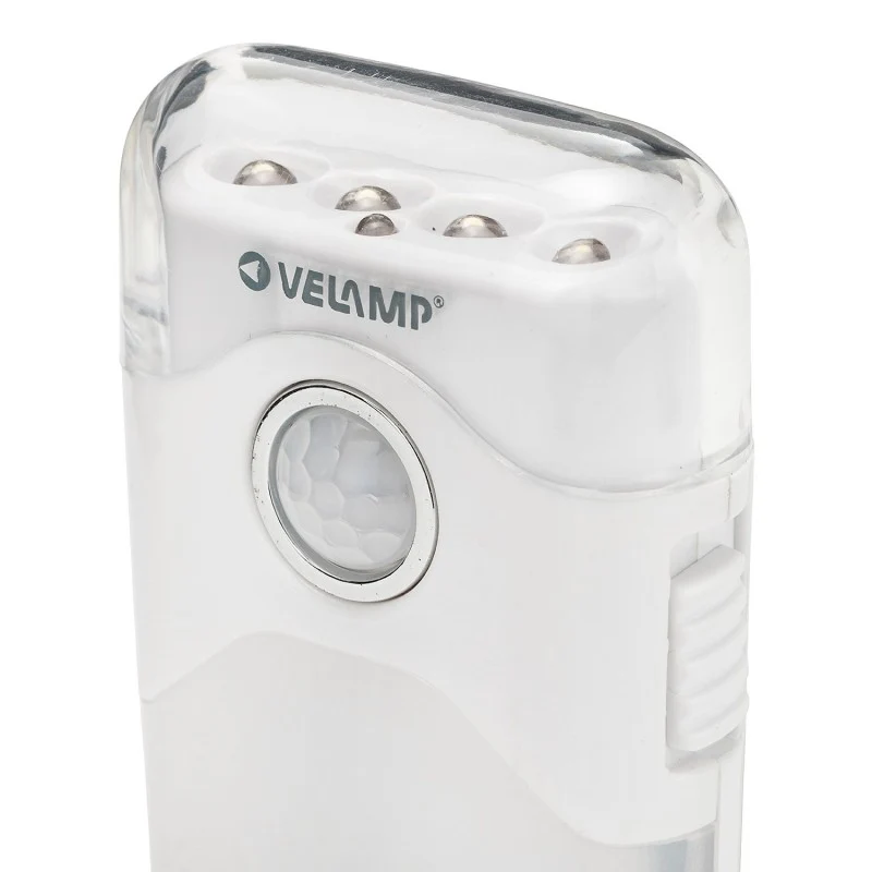 Velamp LED Nachtlicht mit automatischer Notbeleuchtung, Anti-Blackout, praktische Taschenlampenfunktion, mit Bewegungsmelder und PIR-Sensor, horizontale Buchse