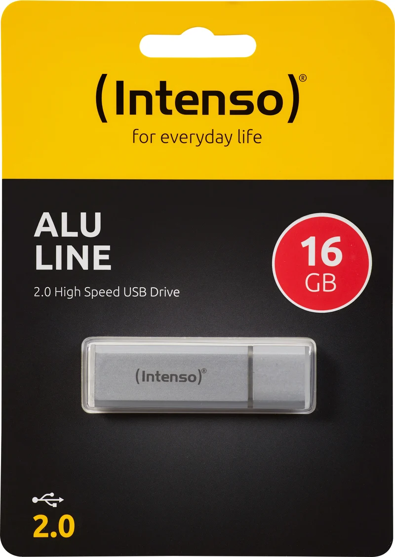 Intenso USB 2.0 Stick 64GB, Alu Line, silber (R) 28MB/s, (W) 6.5MB/s, Retail-Blister