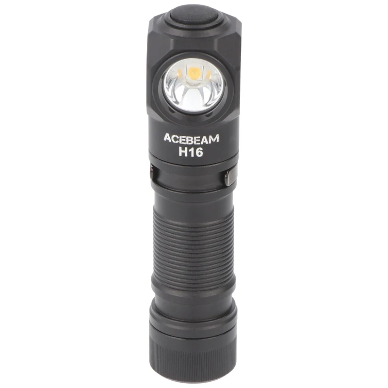 AceBeam H16 LED Stirnlampe mit max. 650 Lumen, 5.000K neutralweiß mit schwarzem Gehäuse, reflektierendes Kopfband, inklusive 14500 Li-Ion Akku