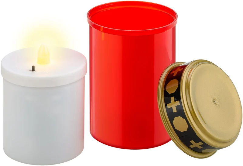 Goobay LED-Grablicht, rot mit realistischem Flackereffekt, batteriebetrieben (ohne 2x AA), für den Innen- und Außenbereich (IP44)
