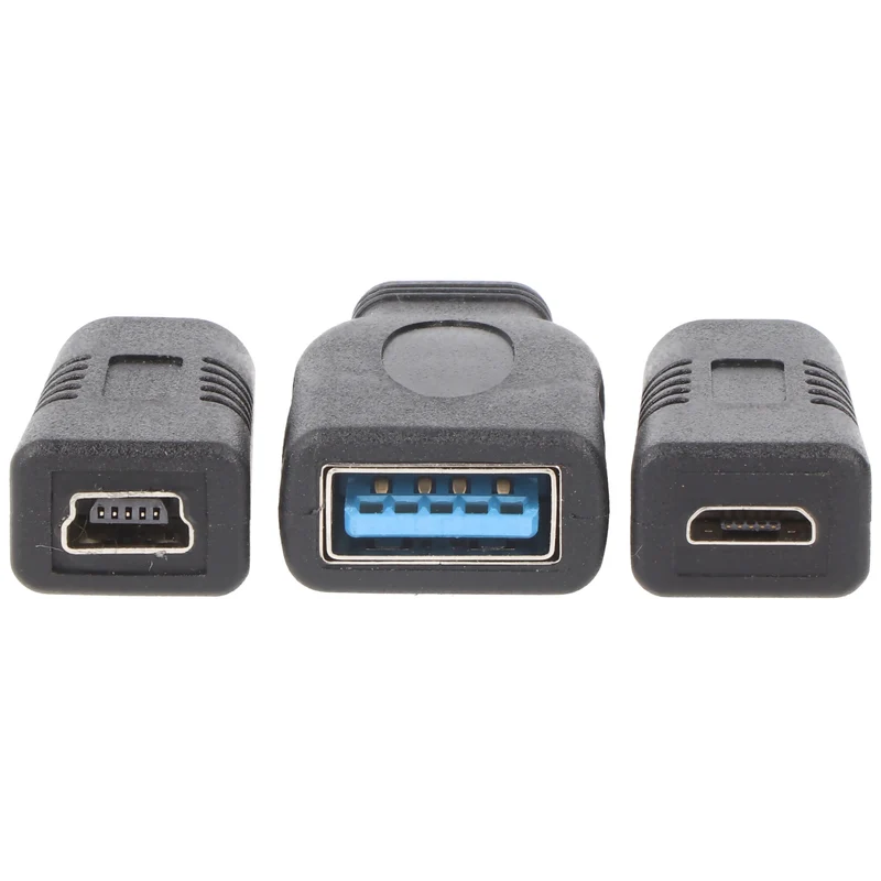 Heitech Adapter 3-er Set für Micro-USB und Mini-USB auf USB-C Stecker
