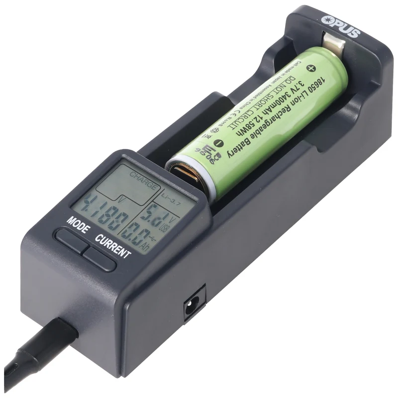 Opus 3.2V Schnell-Ladegerät für IFR 3,2V Akkus und 3,6-3,7V mit Entladefunktion