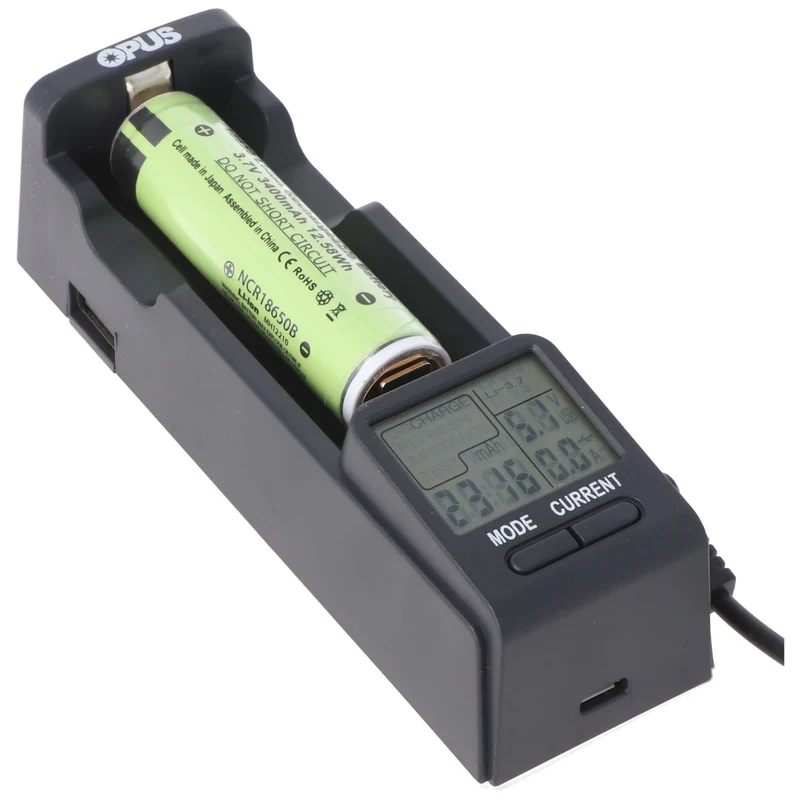 Opus 3.2V Schnell-Ladegerät für IFR 3,2V Akkus und 3,6-3,7V mit Entladefunktion