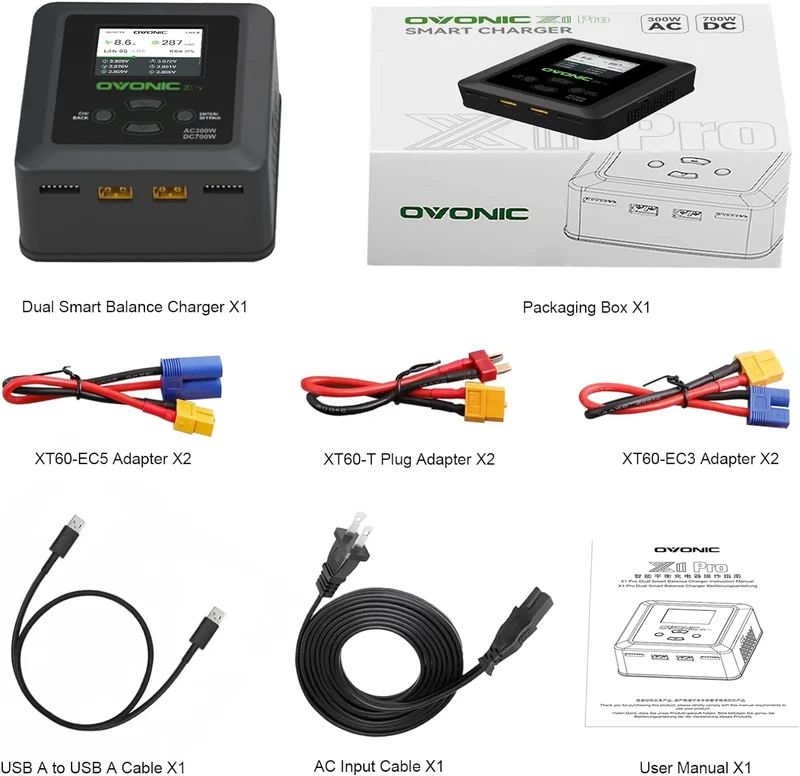 Ovonic X1 Pro Zweikanal LiPo Ladegerät AC300W/DC700W 16A Lipo-Akku-Balance-Ladegerät