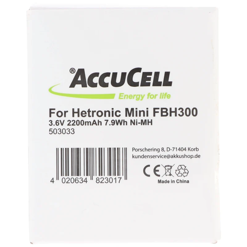 AccuCell Akku passend für Hetronic NM13HA Akku 68300990, 68300600, 68300950, FBH300, RHE3620KG 3,6 Volt 2000-2200mAh