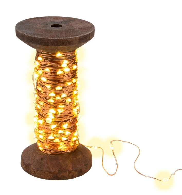 Goobay LED-Lichterkette "Garnspule", groß - mit USB-Kabel 3 m, Lichterkette 15 m mit 150 Micro-LEDs in Warmweiß (2700 K) und Schalter (Ein/Aus)