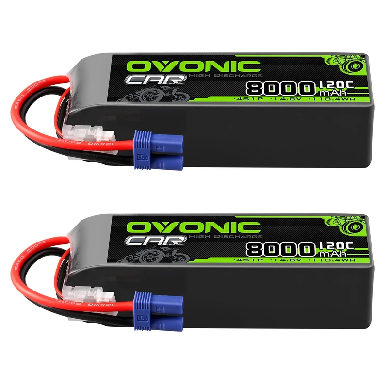 Ovonic Car 4S Lipo Akku 8000mAh 120C 14,8V RC Lipo Akku mit EC5 Stecker (2 Stück)