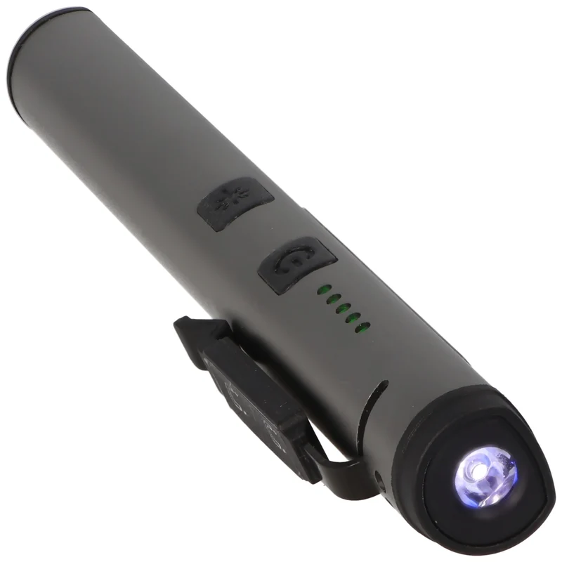 Xcell LED Taschenlampe mit zusätzlichem UV- und Laserlicht sowie seitlicher LED-Lichtleiste, magnetischer Clip, integrierter Akku sowie USB-C Ladefunktion