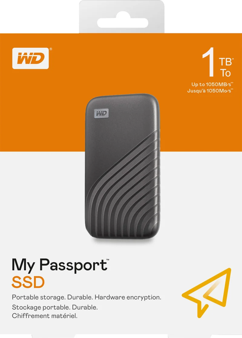 Western Digital SSD 1TB, USB 3.2, Typ C, Mini My Passport, (R) 1050MB/s, Retail