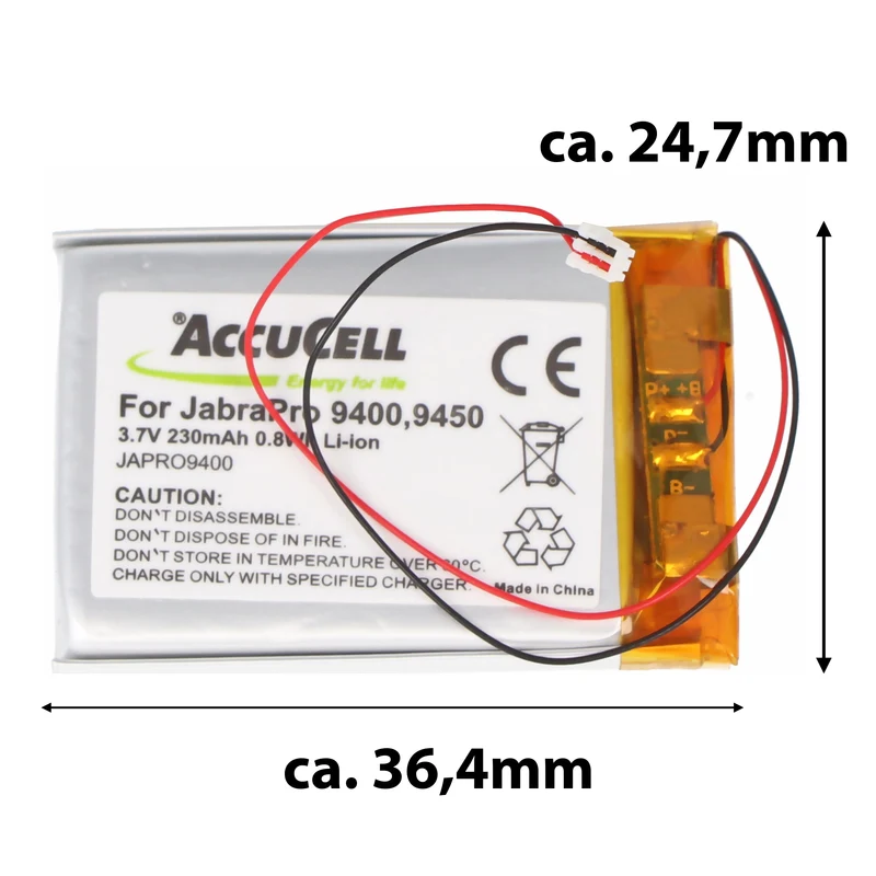 AccuCell Jabra Pro 9400 Akku, Pro 9450, Pro 9460, Pro 9465, Pro 9470, 14192-00 Akku AHB412434PJ