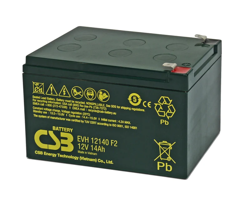 CSB-EVH12140F2 12 Volt AGM Bleibatterie wartungsfrei 14000mAh mit Faston Anschluss