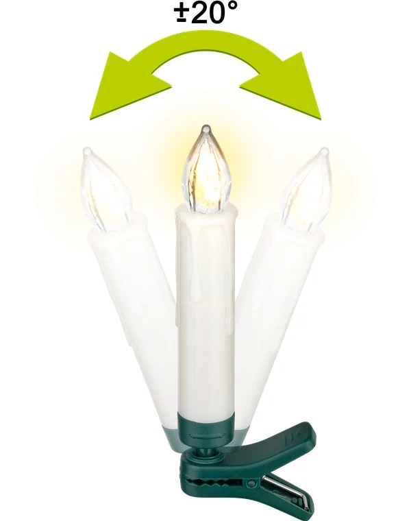 Goobay 10 kabellose LED-Weihnachtsbaumkerzen - mit Klemmen und IR-Fernbedienung für Timer, Leuchtmodi & Dimmer