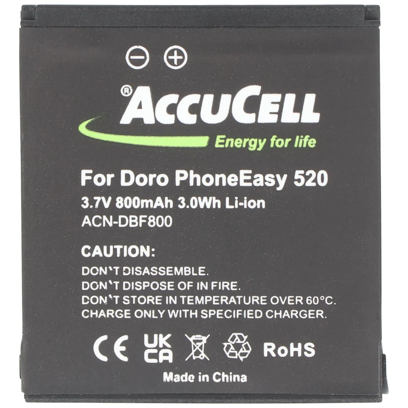 AccuCell Akku für Doro PhoneEasy 520 Akku DBF-800A, DBF-800B, DBF-800C, DBF-800D, DBF-800E 43,7x39,6x5,5mm