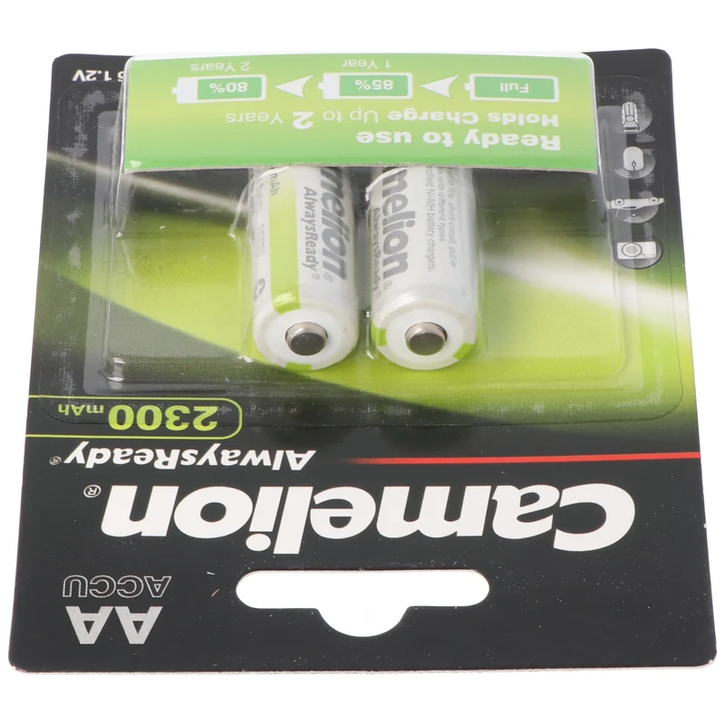 Camelion AA, Mignon LR6, HR6, NiMH Akku mit bis zu 2300mAh in 2er Blisterverpackung, Always Ready mit geringer Selbstentladung, Ready to Use Akku