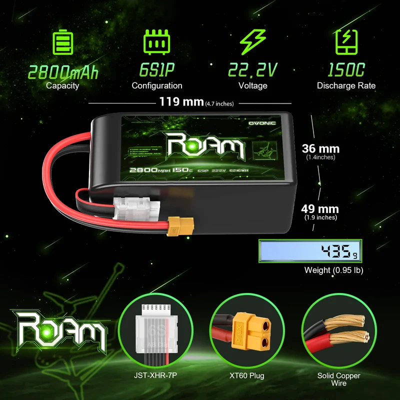 Ovonic Roam Series 6S Lipo Akku 2800mAh 6S1P 150C 22,2V Lipo Akku XT60-Stecker