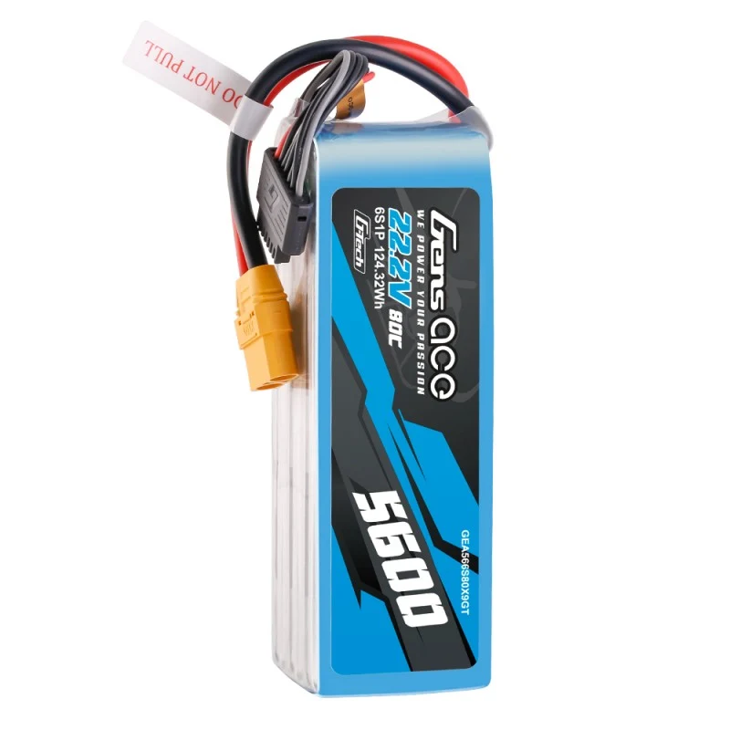 Gens Ace G-Tech 6S LiPo Akku 5600mAh 80C 22,2V 6S1P Lipo-Akkupack mit XT90-Stecker